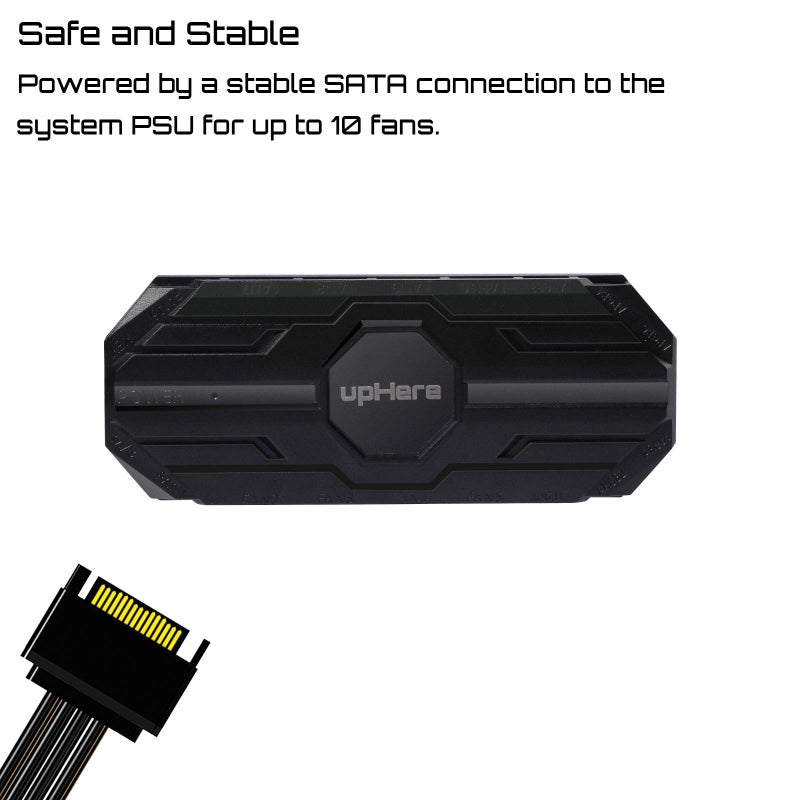 upHere 10-Port 6PIN SATA RGB Hub with 21-Key Remote Control/Splitter for 6-Pin Case Fans in Black-MBX12 - Image 5